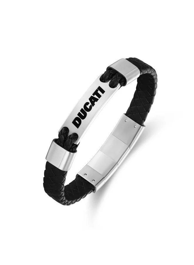 دوكاتي Expedition Black Leather Braided Bracelet for Men