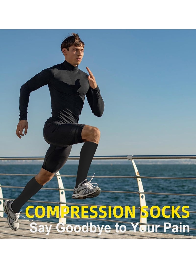FAYET 4 Pairs Graduated Compression Socks, Knee High Support for Nurses, Running, Hiking, Travel for Women & Men - Image 5