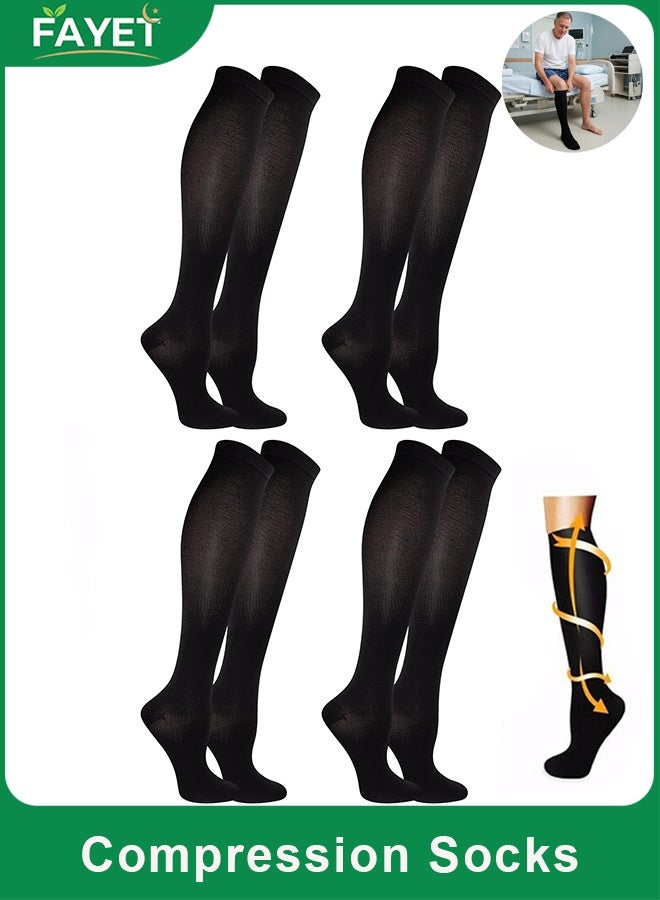 FAYET 4 Pairs Graduated Compression Socks, Knee High Support for Nurses, Running, Hiking, Travel for Women & Men - Image 1