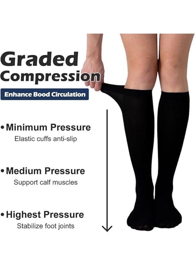 FAYET 4 Pairs Graduated Compression Socks, Knee High Support for Nurses, Running, Hiking, Travel for Women & Men - Image 4