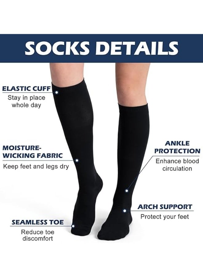 FAYET 4 Pairs Graduated Compression Socks, Knee High Support for Nurses, Running, Hiking, Travel for Women & Men - Image 3