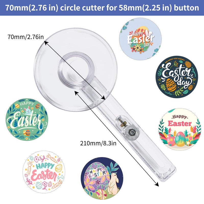 MK.Bear 58mm/2.25 Inch Clear Circle Cutter Button Maker Tools, Adjustable Multi-Size Badge Making Round Cutting Tool, Cutting Knife Photo Paper Model Circle (70-210mm) - Image 3