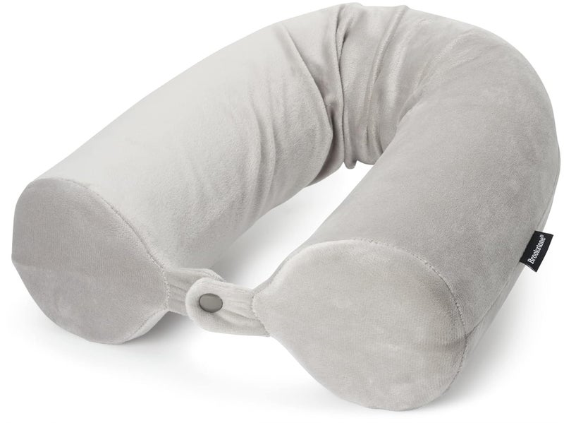 Brookstone Brookstone Travel Neck Pillow FreeForm Memory Foam Head and Neck Pillow for Vacations Airplanes Trains Buses and Cars Size OneSize Grey  - Image 1