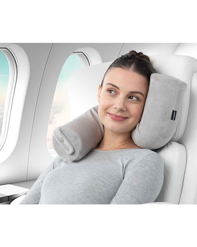 Brookstone Brookstone Travel Neck Pillow FreeForm Memory Foam Head and Neck Pillow for Vacations Airplanes Trains Buses and Cars Size OneSize Grey  - Image 4