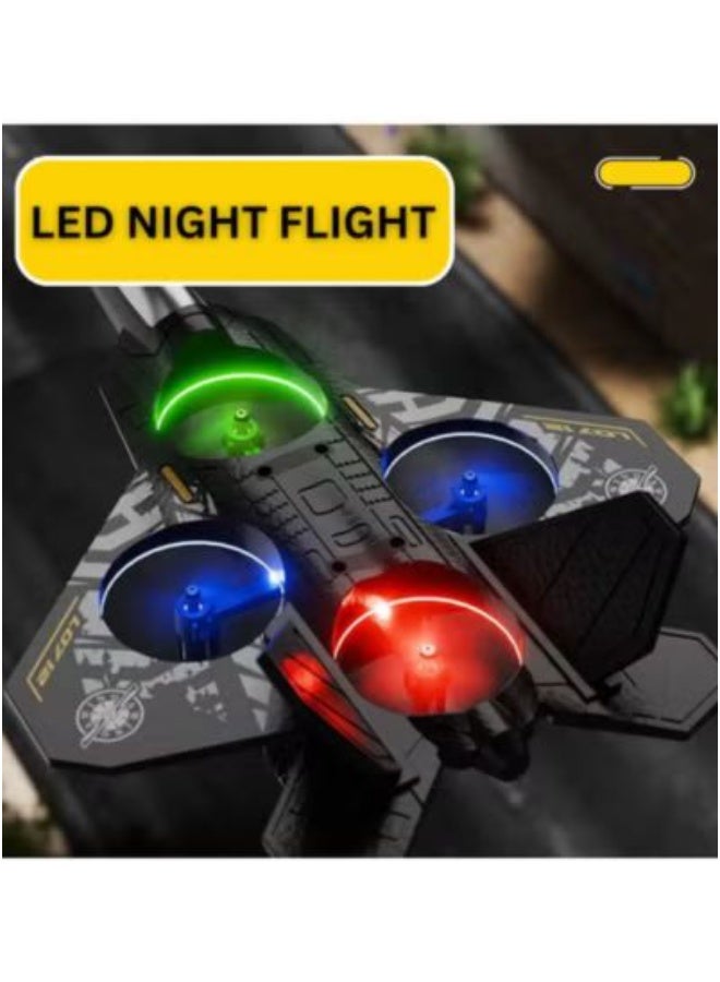 2.4GHz RC Floating Fighter Plane Quadcopter with 360° Stunts, 2.4GHz RC  ,LED Lights, USB Charging & One-Button 3D Roll - Perfect for Beginners, Kids & Adults  - Image 3
