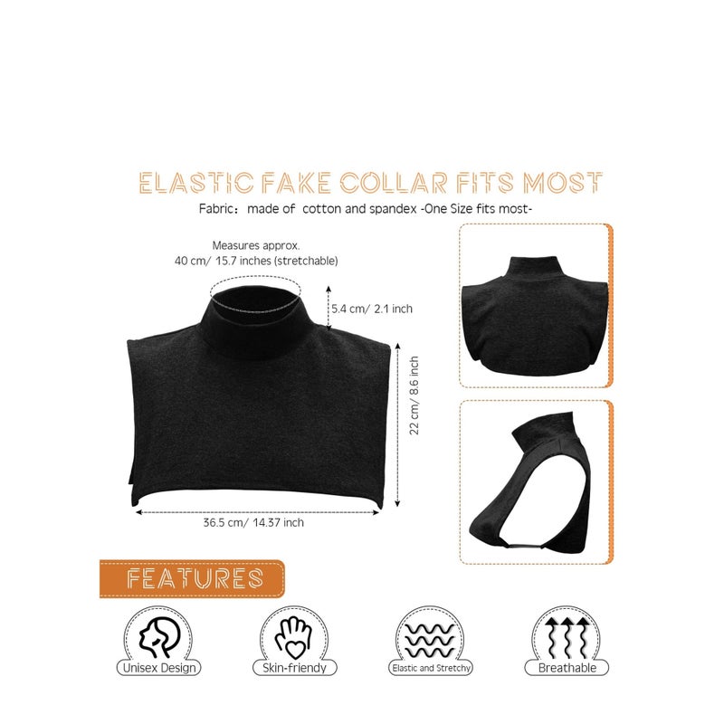 SOLARAE Fake Turtleneck Detachable Collars Set Half Top Mock Blouse Collar for Women Men - Image 2
