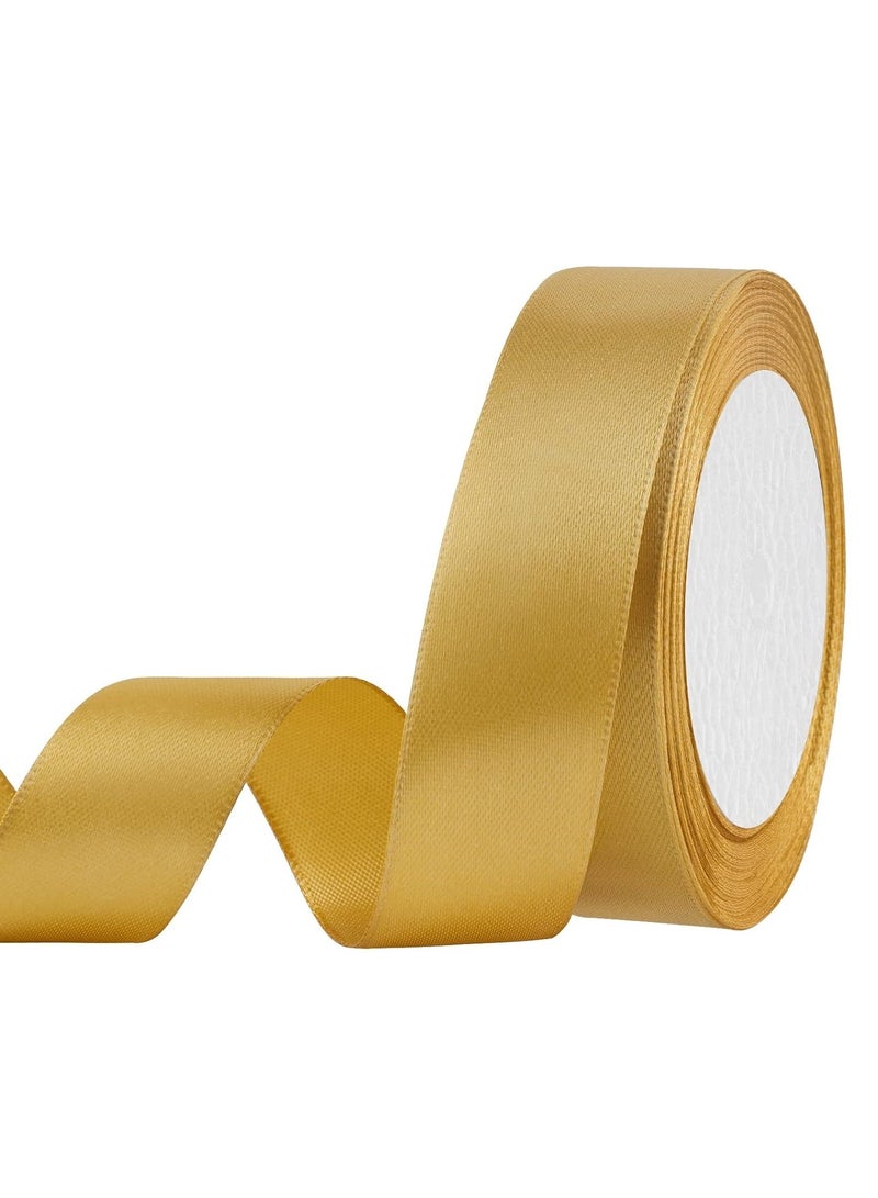 Sadaf Satin Ribbon 1 Inch Wide For Crafts, Wrapping And Decoration Gold - Image 1