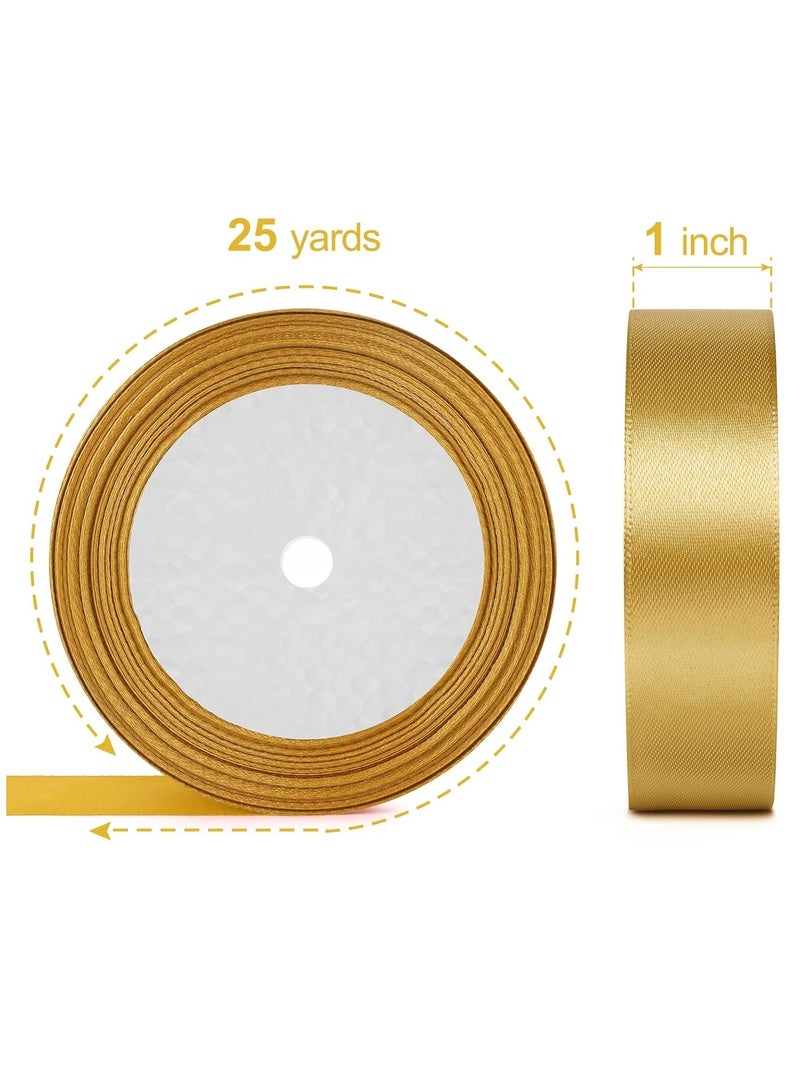 Sadaf Satin Ribbon 1 Inch Wide For Crafts, Wrapping And Decoration Gold - Image 2
