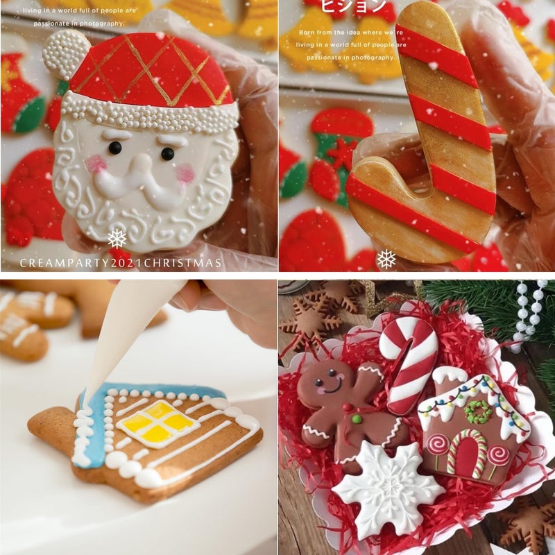 TUZICAKE Christmas Cookie Cutters  8PCS Holiday Cookie Cutter Shapes - Snowman Christmas Tree Gingerbread Man Candy Cane Snowflake Santa Face Christmas House  Winter Glove Cookies Mold  - Image 5