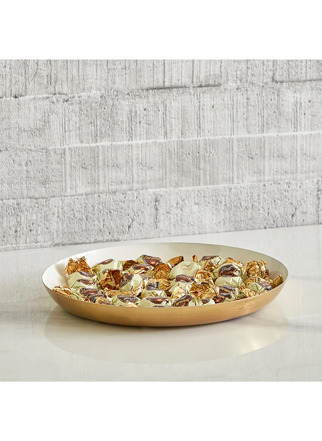 هوم بوكس Metal Round Enamelled Decorative Tray 25.5 x 2.5 x 25.5 cm