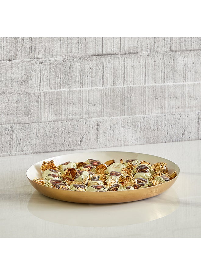 Home Box Metal Round Enamelled Decorative Tray 25.5 x 2.5 x 25.5 cm  - Image 1