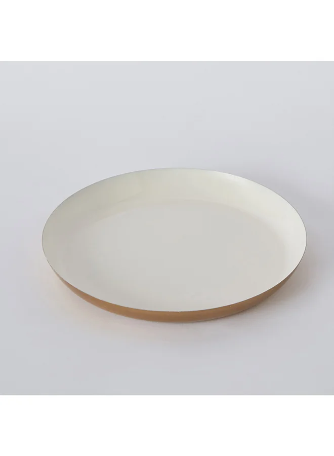 هوم بوكس Metal Round Enamelled Decorative Tray 25.5 x 2.5 x 25.5 cm