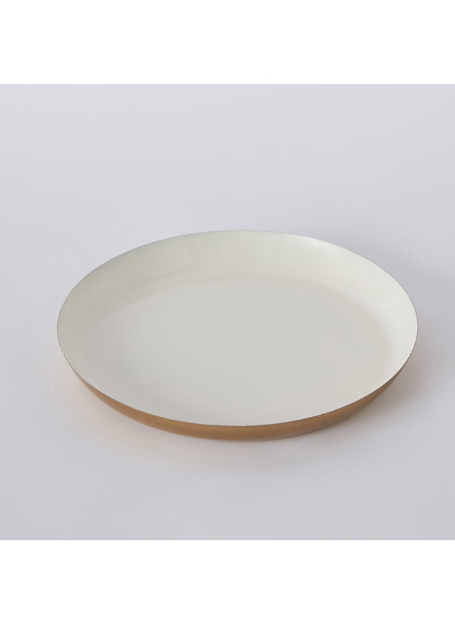 Home Box Metal Round Enamelled Decorative Tray 25.5 x 2.5 x 25.5 cm  - Image 5
