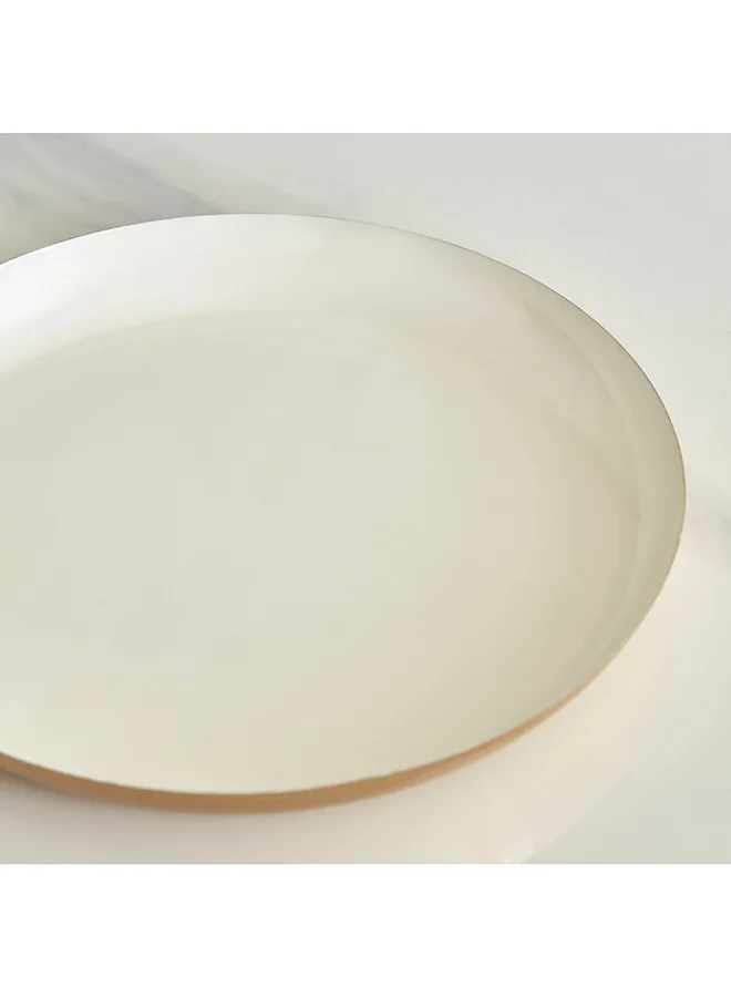 هوم بوكس Metal Round Enamelled Decorative Tray 25.5 x 2.5 x 25.5 cm