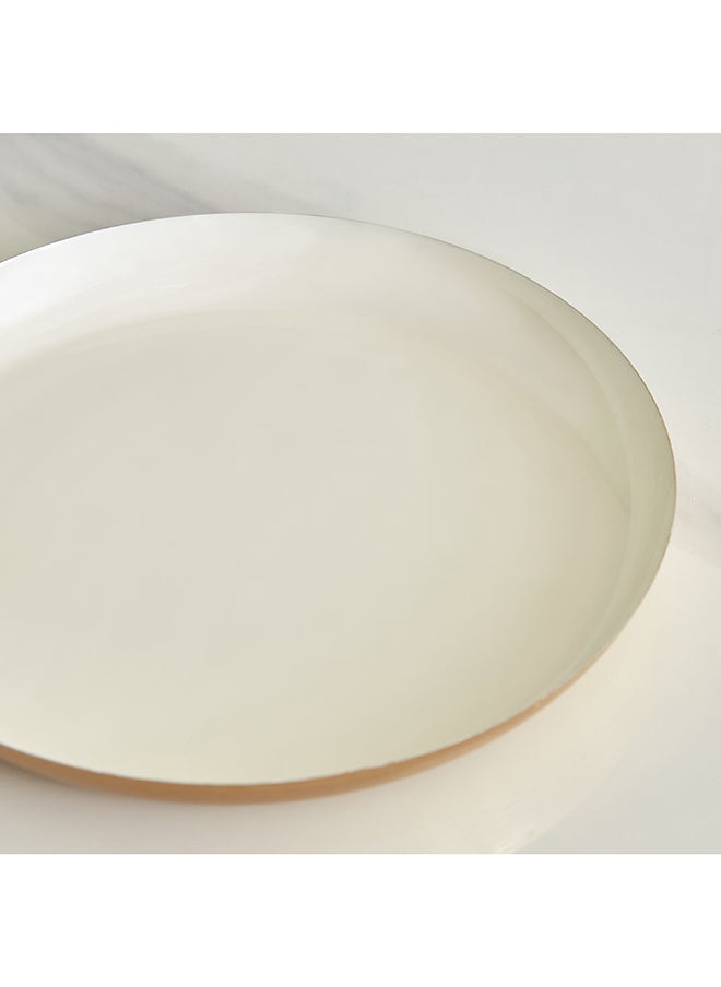 Home Box Metal Round Enamelled Decorative Tray 25.5 x 2.5 x 25.5 cm  - Image 3