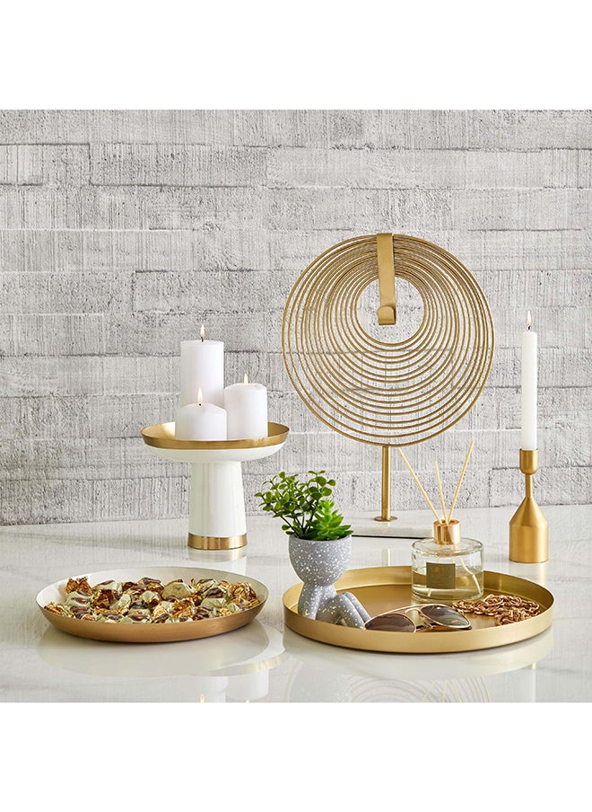 Home Box Metal Round Enamelled Decorative Tray 25.5 x 2.5 x 25.5 cm  - Image 4