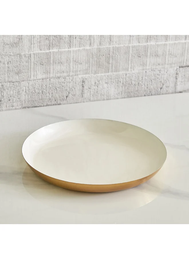 هوم بوكس Metal Round Enamelled Decorative Tray 25.5 x 2.5 x 25.5 cm
