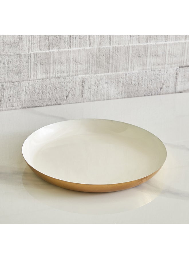Home Box Metal Round Enamelled Decorative Tray 25.5 x 2.5 x 25.5 cm  - Image 2