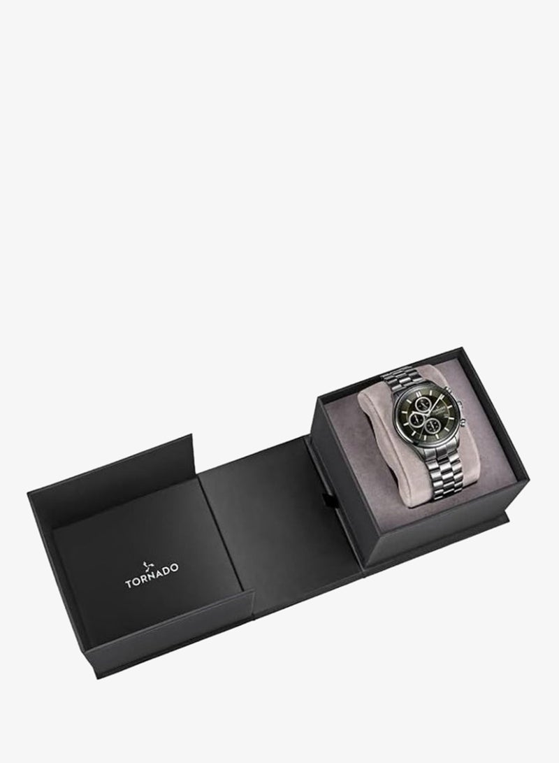 TORNADO Men's Solid stainless steel with Polished outer links and brushed center links. Chronograph Watch T6106B-XBXH - 42mm mm - Image 4