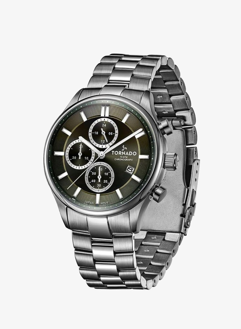 TORNADO Men's Solid stainless steel with Polished outer links and brushed center links. Chronograph Watch T6106B-XBXH - 42mm mm - Image 2