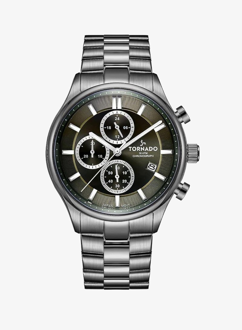 TORNADO Men's Solid stainless steel with Polished outer links and brushed center links. Chronograph Watch T6106B-XBXH - 42mm mm - Image 1