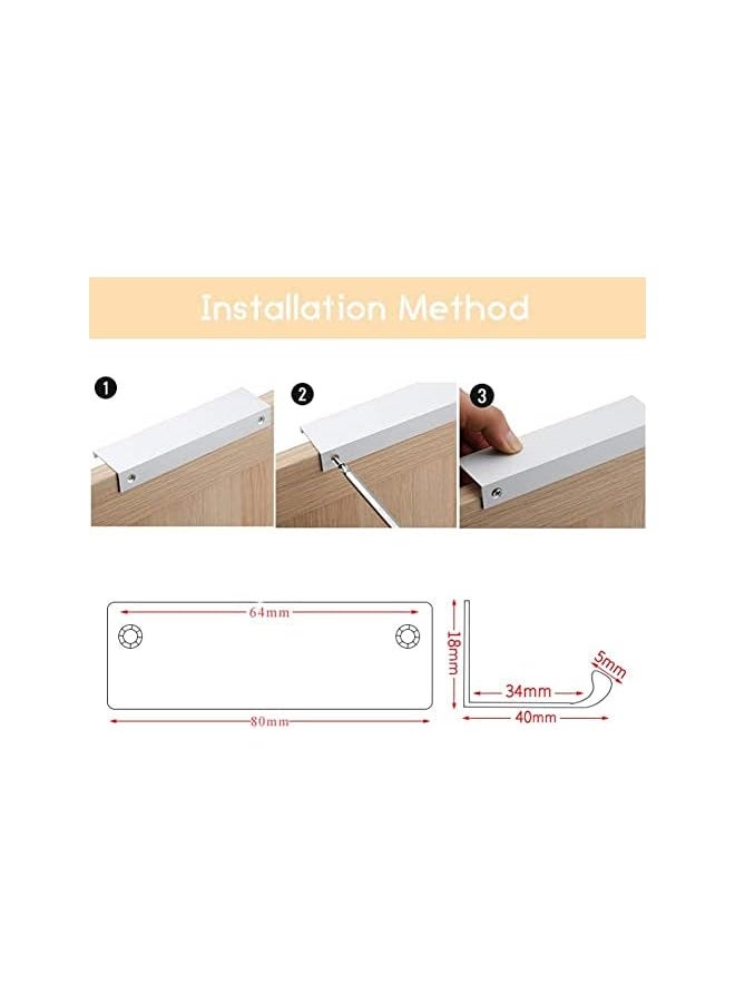 PROMASS 10 Pack Modern Style Finger Edge Pull Furniture DrawerHandles Hidden Cabinet Kitchen Drawer Handles Knobs, Silver 120mm  - Image 3