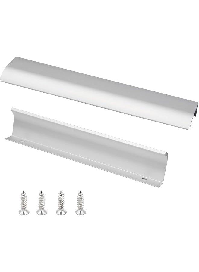 PROMASS 10 Pack Modern Style Finger Edge Pull Furniture DrawerHandles Hidden Cabinet Kitchen Drawer Handles Knobs, Silver 120mm  - Image 1