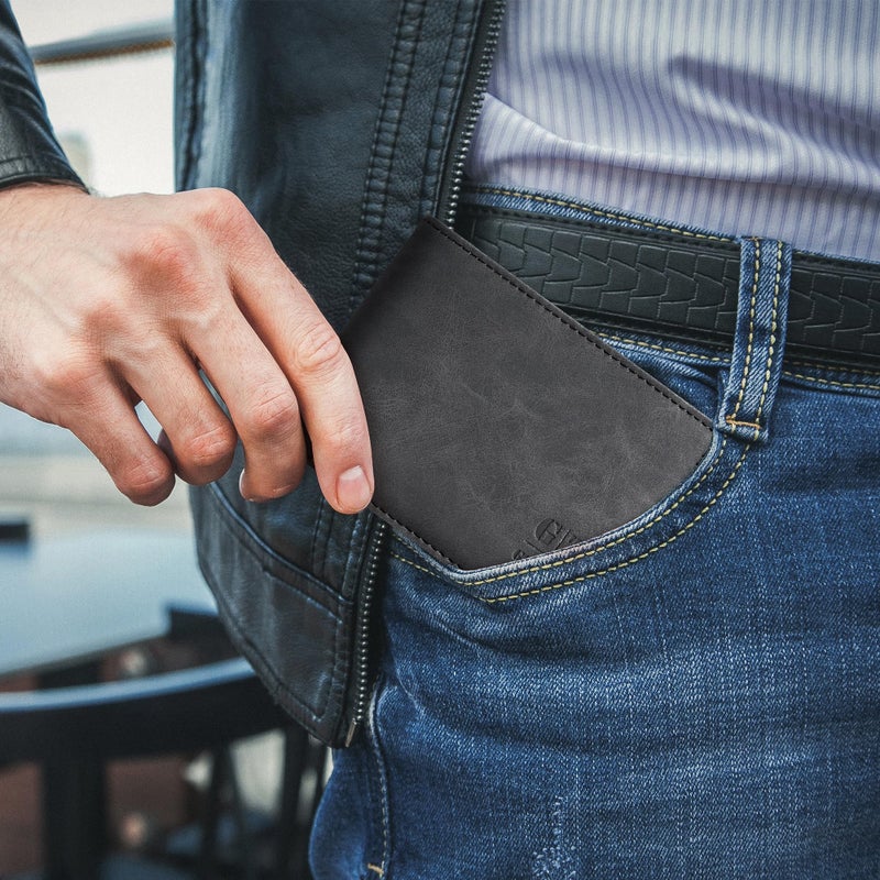 Gostwo Slim Rfid Wallet for Men Minimalist Leather ID Window Front Pocket Bifold Wallet Bussiness Card Holder Gift for Men - Image 4