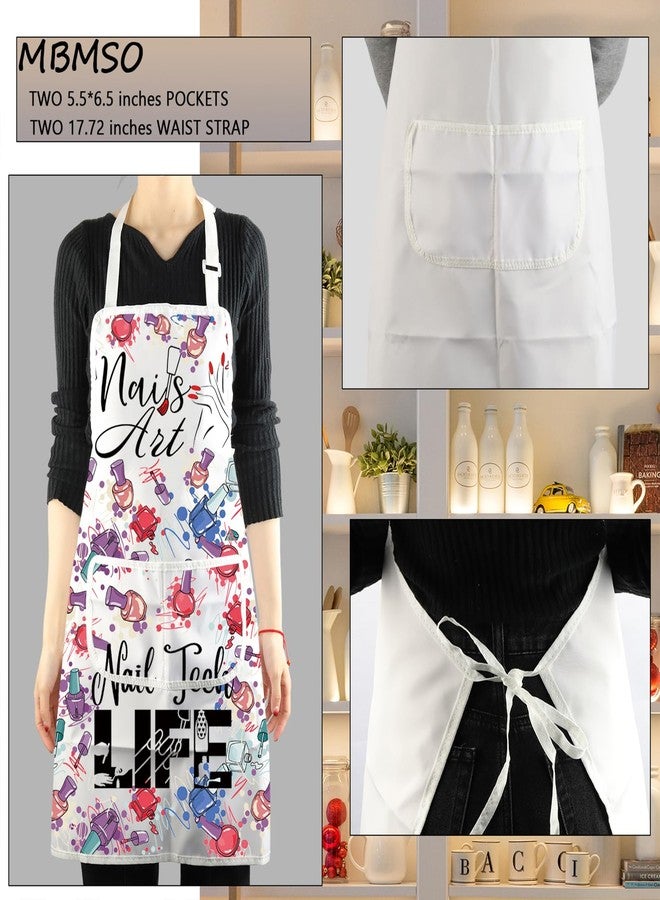 MBMSO Nail Tech Apron Manicurist Apron Nail Cosmetology Gift for Nail Technician Nail Artist Nail Techs Add Polish to Life (Nail Art Apron-w) - Image 3