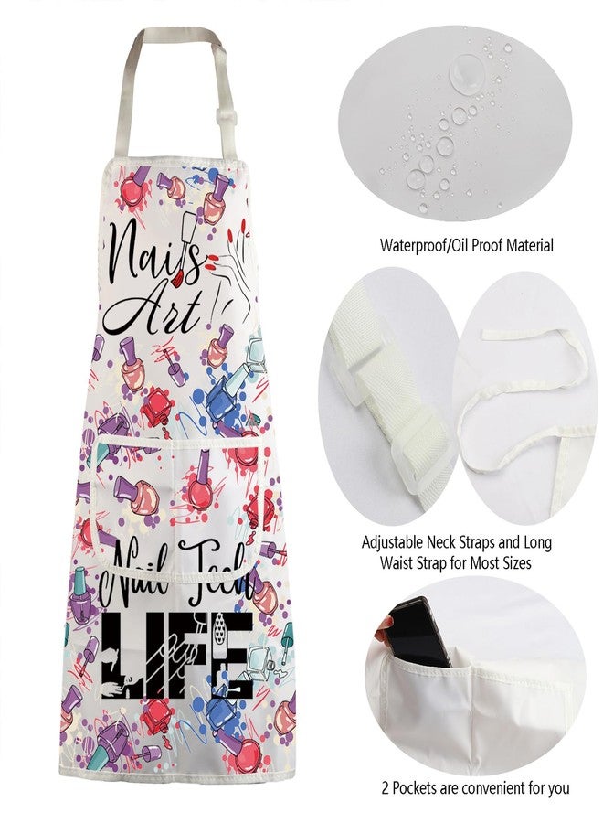 MBMSO Nail Tech Apron Manicurist Apron Nail Cosmetology Gift for Nail Technician Nail Artist Nail Techs Add Polish to Life (Nail Art Apron-w) - Image 5