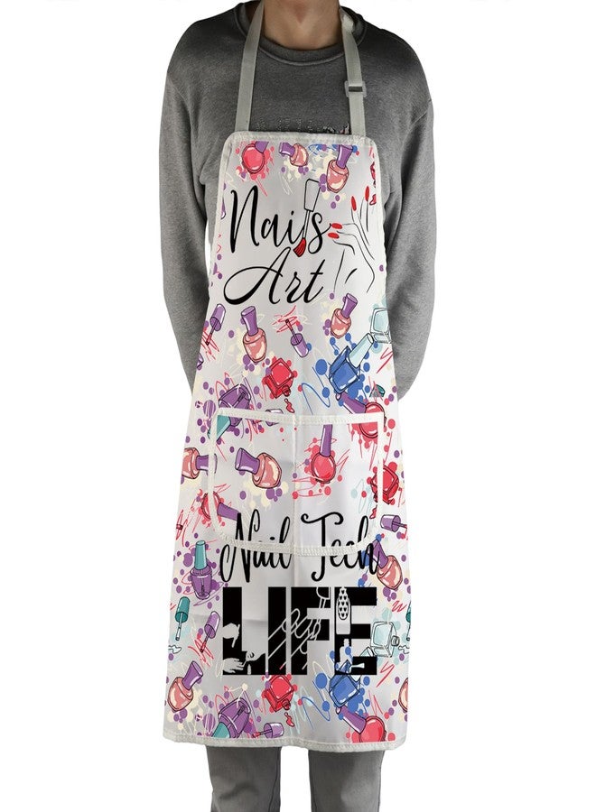 MBMSO Nail Tech Apron Manicurist Apron Nail Cosmetology Gift for Nail Technician Nail Artist Nail Techs Add Polish to Life (Nail Art Apron-w) - Image 4
