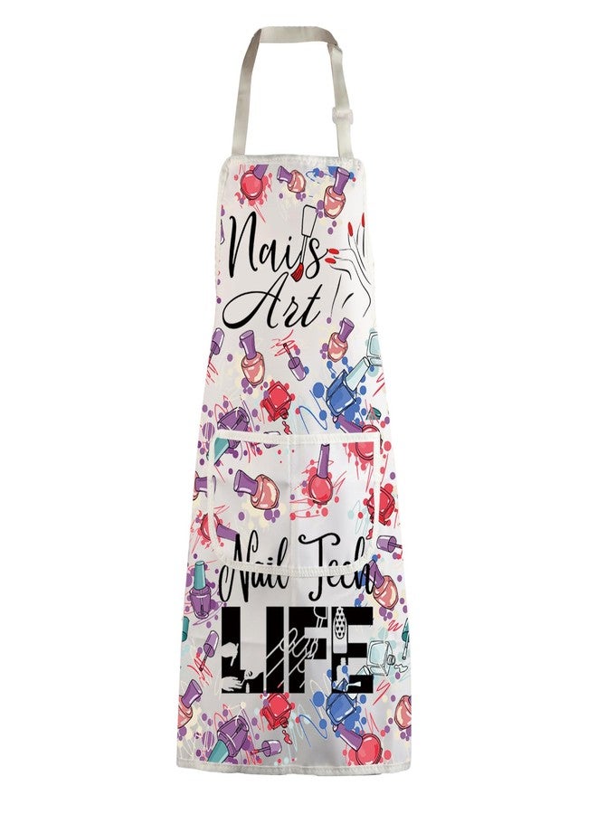 MBMSO Nail Tech Apron Manicurist Apron Nail Cosmetology Gift for Nail Technician Nail Artist Nail Techs Add Polish to Life (Nail Art Apron-w) - Image 1