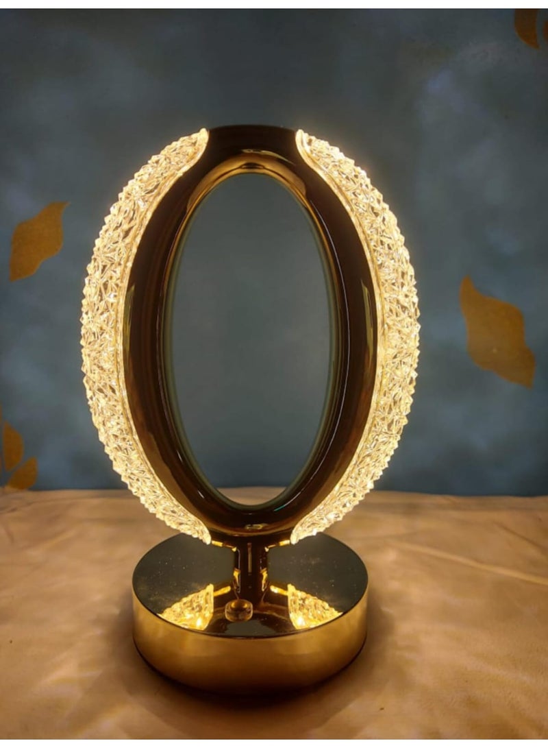 Crystal Diamond Oval Table Lamp with Golden Base