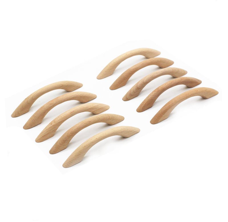 WEICHUAN 10PCS Unfinished Wood Pulls Handles Kitchen Cabinets Furniture Dresser Wardrobe Cupboard Drawer Pulls Handles 25 Hole Centers