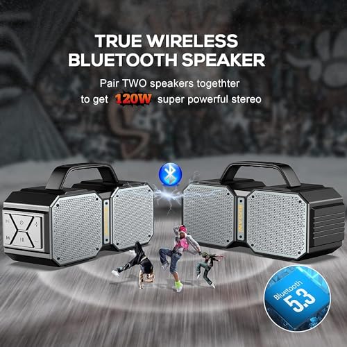 BUGANI Shock Bluetooth Speaker, Portable Bluetooth 5.3, Waterproof, 60W Super Power, Outdoor Speaker, Black(New Model) - Image 2