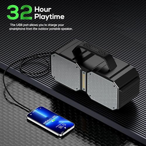 BUGANI Shock Bluetooth Speaker, Portable Bluetooth 5.3, Waterproof, 60W Super Power, Outdoor Speaker, Black(New Model) - Image 5