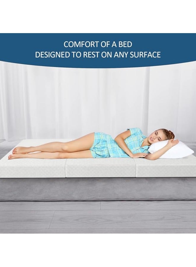 Comfy مرتبة ضيوف كلاسيكية محمولة مريحة قابلة للطي من الساتان الأبيض مقاس 180 × 90 × 7 سم - Image 3