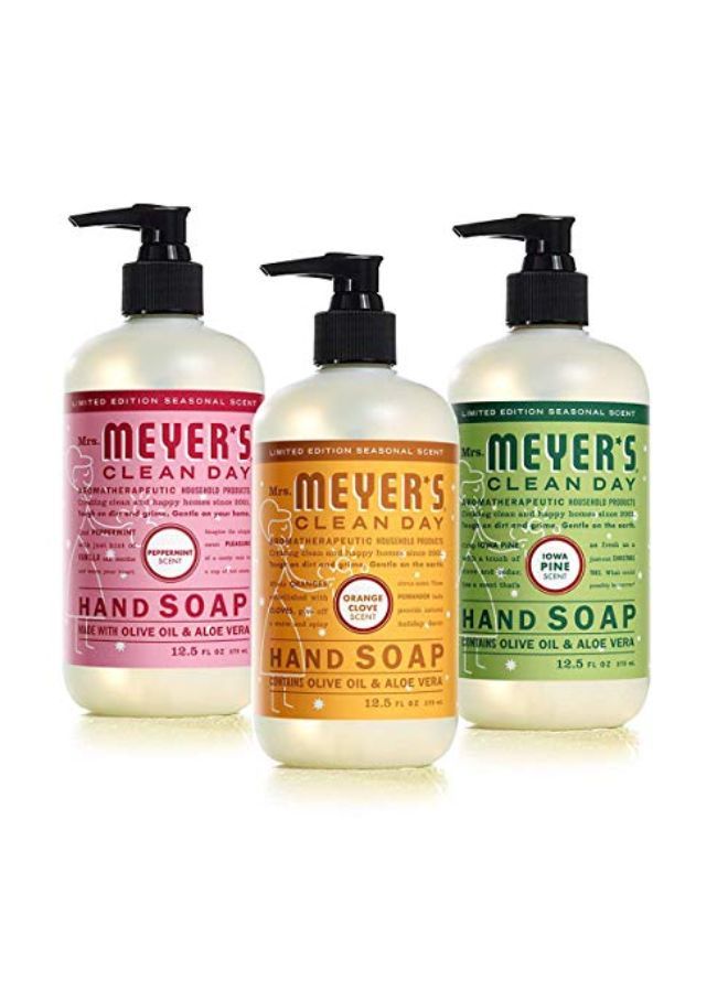 Mrs. Meyer's Clean Day Holiday Hand Soap Bundle (Peppermint, Iowa Pine, And Orange Clove) 12.5 Ounces Each - Image 1