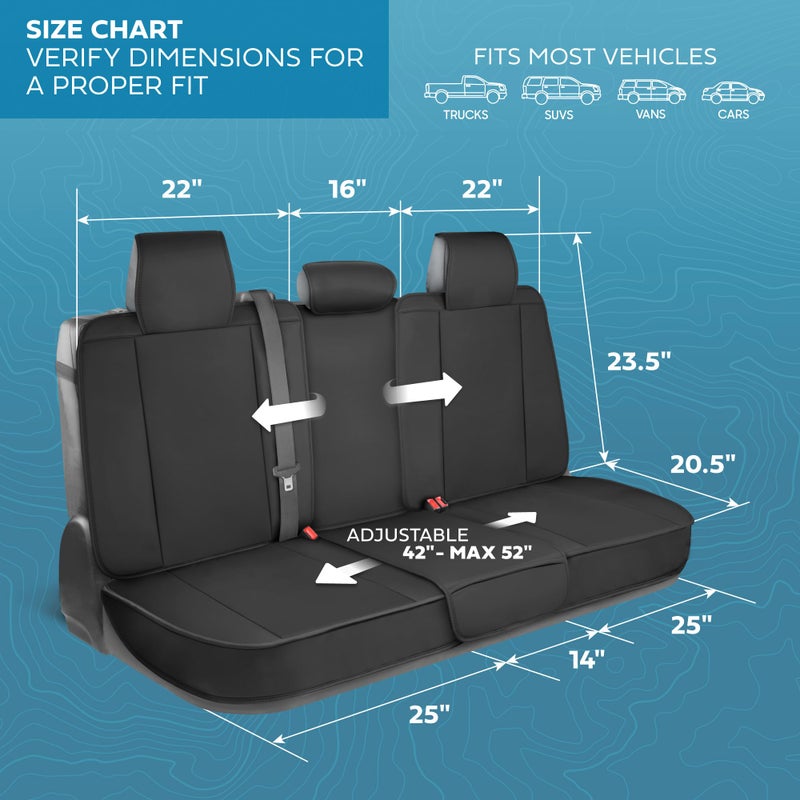 MotorBox Flag Car/Truck Seat Covers Full Set â€“ USA Patriotic American Flag Edition Faux Leather Seat Covers, Black & Gray Design, Includes Front & Rear Cover with Back Protector for Cars/SUVs/Trucks - Image 3