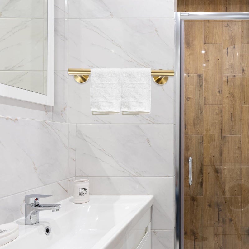 Gold Stainless Steel Wall Mounted Towel Rack Single Layer Bar For Bathroom Storage Drying - Image 5