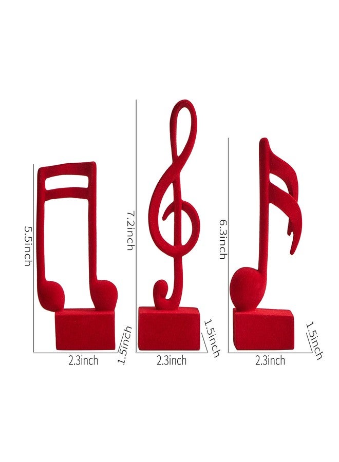 FUNTEREST 3 Piece Music Note Sculptures for Shelf Decor Aesthetic Red Velvet Resin Music Note Statue Bookshelf Coffee Table Decorations for Music Room Classroom Living Room Office - Image 3