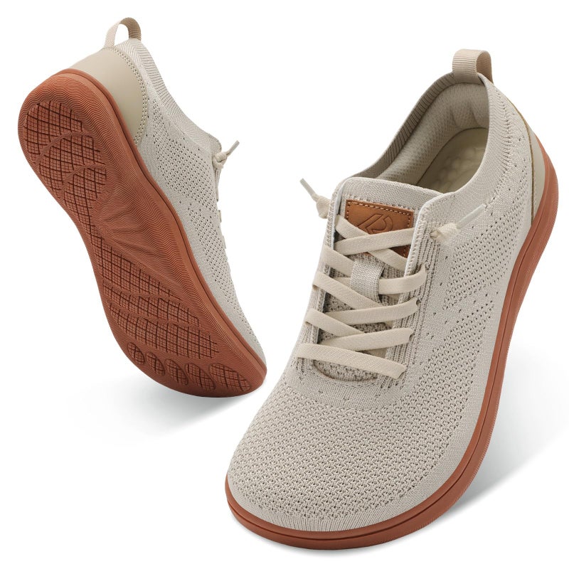 relxfeet Men's Walking Shoes Wide Toe Box Breathable Knit Slip On Sneakers for Swollen Feet & Diabetic Comfort (Khaki, 44) - Image 1