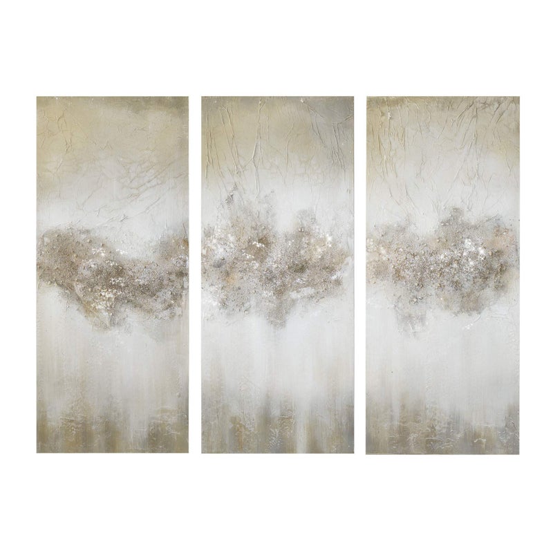 madison park Madison Park Wall Art Living Room Dcor  Embellished Hand Painted Canvas Home Accent Glitter Abstract Bathroom Decoration Ready to Hang Painting for Bedroom 15 W x 35 H x 15 D Taupe 3 Piece 