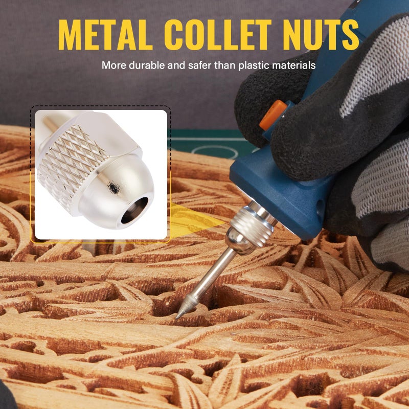 MadYiboshi 15PCS Drill Chuck Collet Set, (0.02in - 0.13in) Keyless Quick Replacement Kit compatible with Dremel Accessories, Includes 4486 Rotary Tool and 4485 Brass Collet & Metal Nut, DIY - Image 5