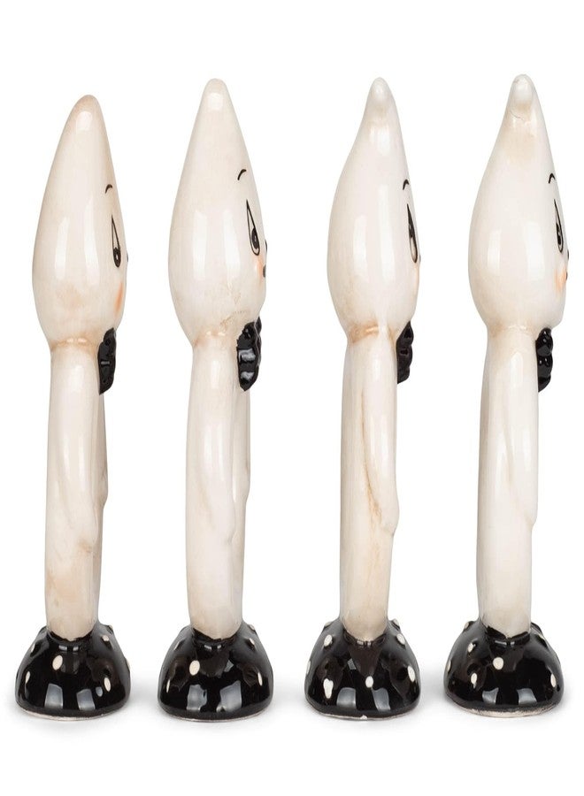 Transpac Friendly White Ghost 4.25 x 2.25 Ceramic Napkin Ring Holders Set of 4 (TH00337) - Image 3