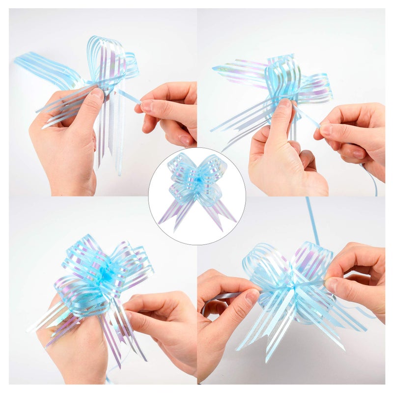Kolewo4ever 20pcs Basket Bags Pull Bow Set 10 Pieces Easter Cellophane Wrap Plastic Bag 10 Pieces Easter Theme Pull Bow for Gifts Baskets Party Festivals (12x18 inch) - Image 4