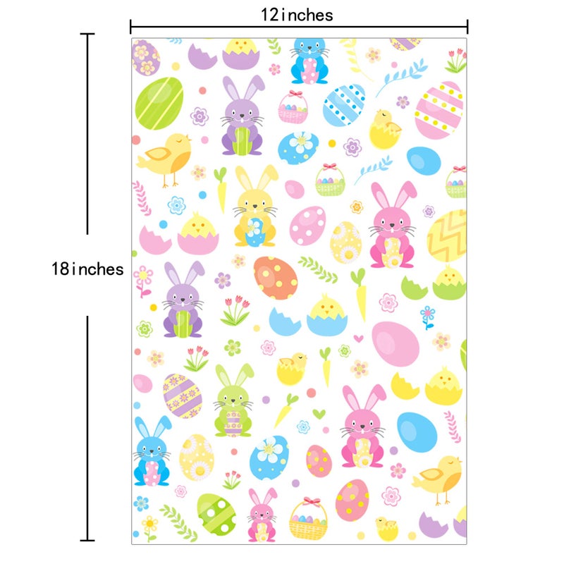 Kolewo4ever 20pcs Basket Bags Pull Bow Set 10 Pieces Easter Cellophane Wrap Plastic Bag 10 Pieces Easter Theme Pull Bow for Gifts Baskets Party Festivals (12x18 inch) - Image 3