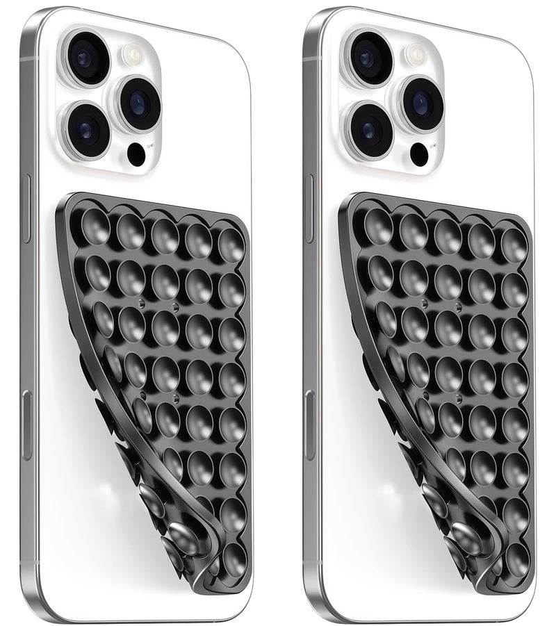 AZXYI Anteel 2 Pack Silicone Suction Cup Phone Case Mount Double Sided, Non Slip Phone Accessories for Cellphone, Hands-Free Strong Grip Silicon Phone Holder for Selfies and Videos (Black) - Image 1