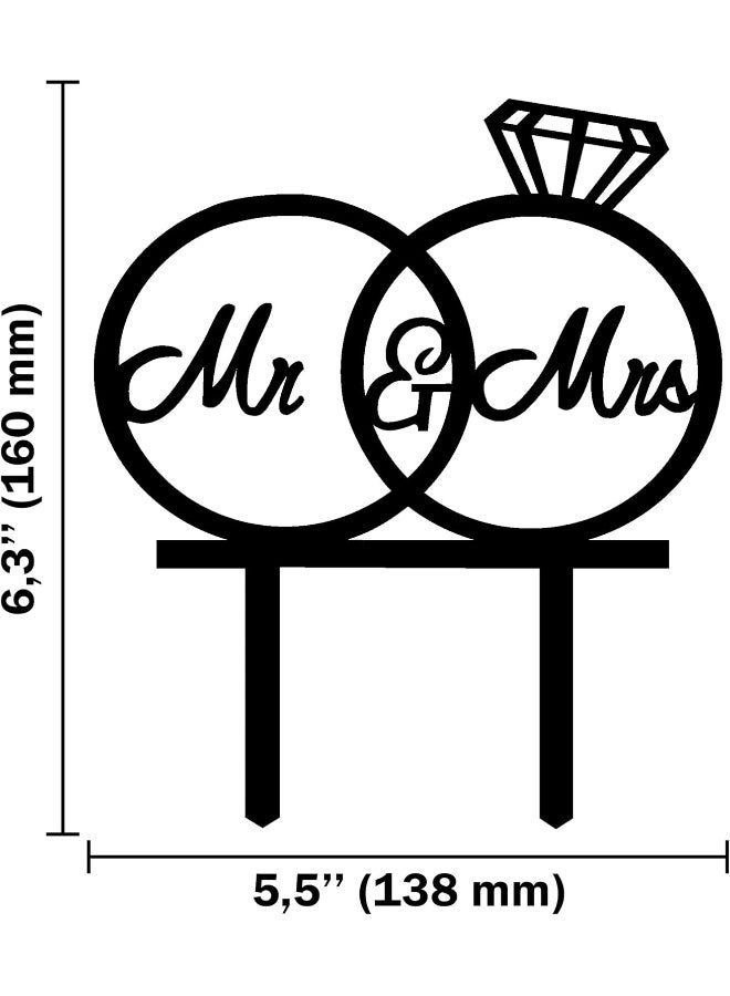 TPGP Wedding Cake Topper Wedding Rings Acrylic Silhouette Cake Decorative "Mr. & Mrs." Diamond Ring Cake Prop Decoration - Image 2