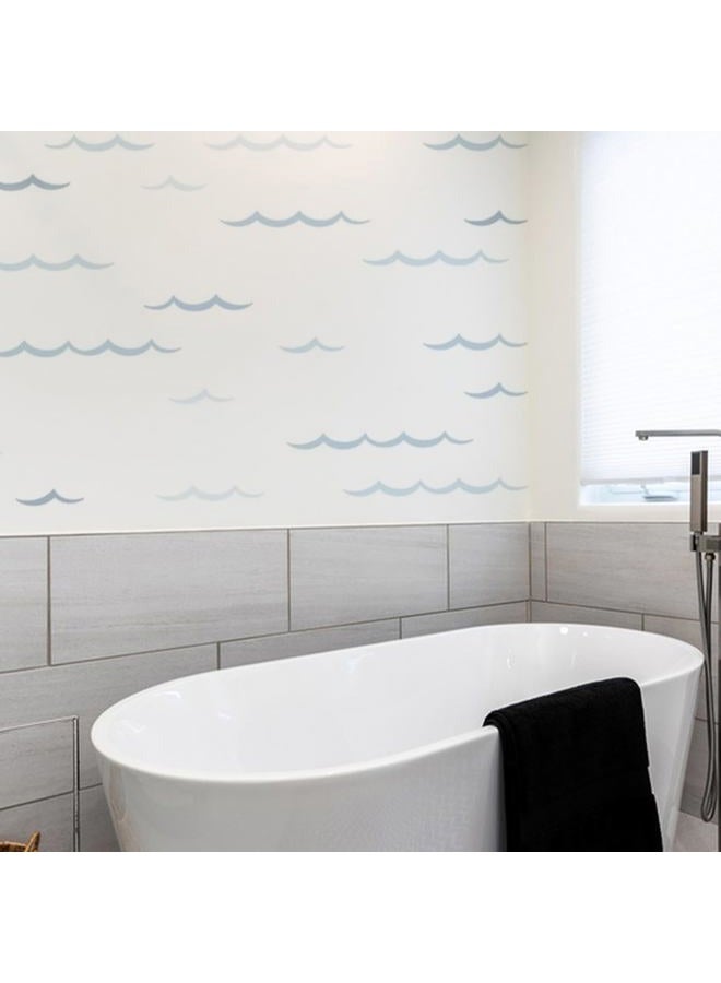 SUPERDANT Blue Ocean Waves Wall Stickers Minimalist Blue Decals Stickers Curved Lines Vinyl DIY Decor Art for Kids Bedroom Baby Nursery Playroom Living Room Home TV Wall Decor - Image 4
